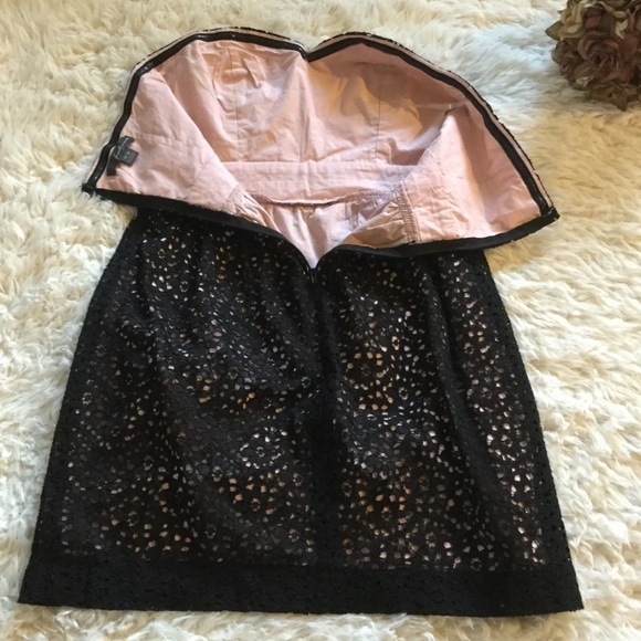 Twenty One Black Eyelet Mini Strapless Dress - Picture 5 of 6